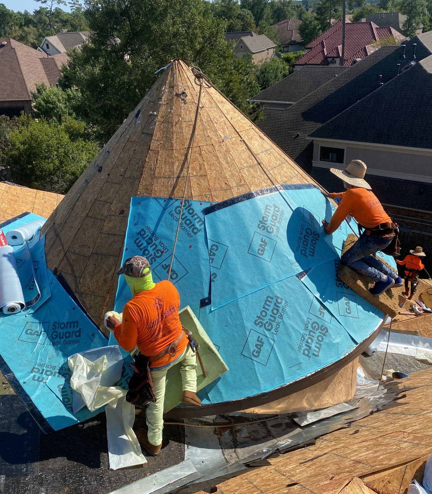 Roofing work in progress