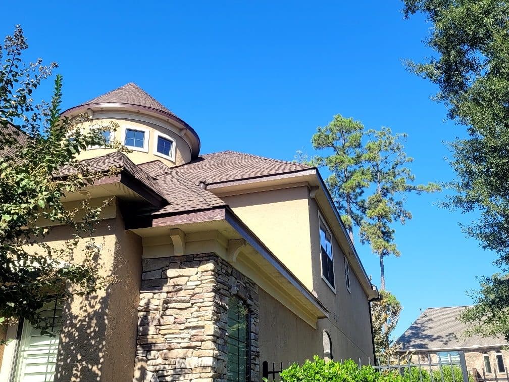 Stucco Home with Turret Roof